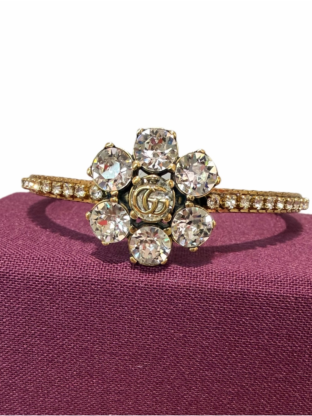 Gucci Gold Crystal Flower Bracelet with Clear Stones - Picture 3 of 9